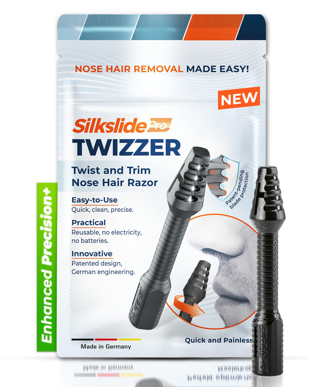 Silkslide TWIZZER con diseño giratorio para un recorte nasal cómodo y preciso