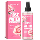 SilkySecret agua de rosas en botella para uso diario y piel suave