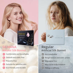 Bonete de seda de doble capa de Silmana cuida y protege el cabello mientras duermes.