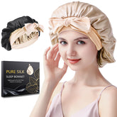 Silmana bonnet en soie 22 mommes pour la nuit, douceur et protection des cheveux