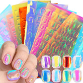 SILPECWEE lámina aurora para uñas con corazones, diseño elegante y versátil.