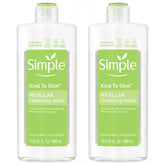 Simple agua micelar desmaquillante, botella, limpia la piel con suavidad