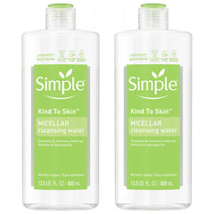 Simple agua micelar desmaquillante, botella, limpia la piel con suavidad