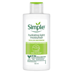 Simple Hidratante Ligero en botella de 125 ml, ideal para piel sensible