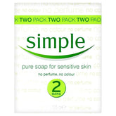 Jabón Simple 2-pack frente: cuidado suave para piel sensible.