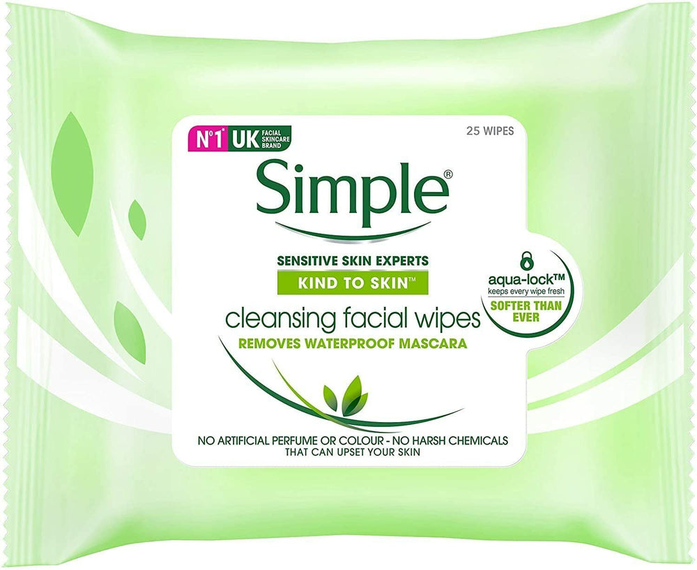 Lingettes Simple Kind to Skin pour le visage, démaquillage en douceur et hydratation