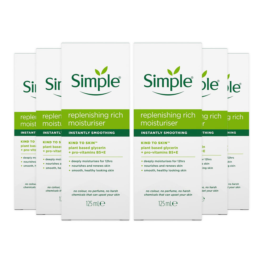 Simple crema hidratante rica 125 ml, hidratación duradera para piel sensible