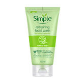 Simple limpiador facial refrescante, textura gel suave para piel sensible.