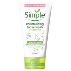 Simple Moisturizing Face Wash bottle front view, gentle cleanse for sensitive skin.