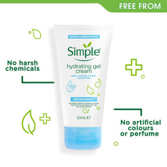 Fórmula con minerales de Simple Water Boost, sensación de piel revitalizada y nutrida.