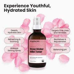 Simplified Skin spray orgánico de rosas para refrescar la piel.