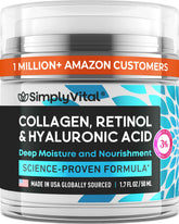 SimplyVital anti-aging moisturizer bottle with retinol for smoother skin.