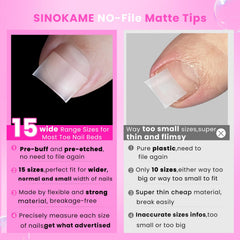 SINOKAME tips para uñas postizas, uso rápido sin lijado.
