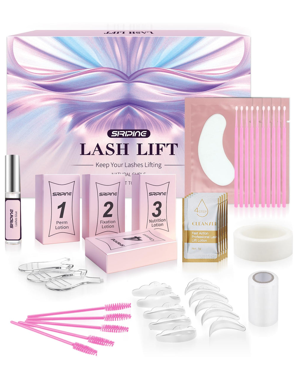 Kit de elevación de pestañas Siripine: empaque completo para empezar sin complicaciones.