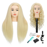 Sirydtm cabeza de maniquí con pelo humano rubio claro para prácticas de peluquería.