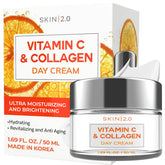 Skin 2.0 Vitamin C & Collagen moisturizer jar close-up for brightening benefits.
