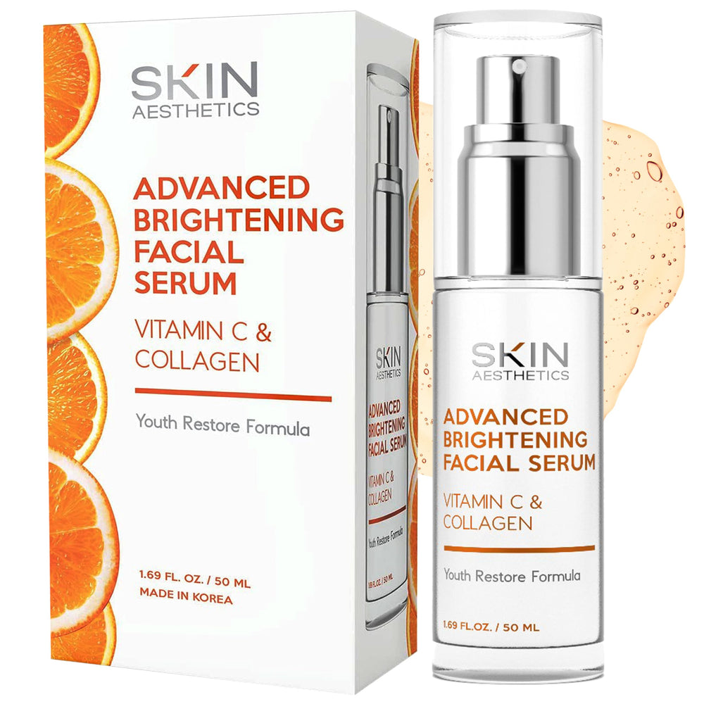 Skin Aesthetics Serum de Vitamina C, botella vertido, hidratación suave.