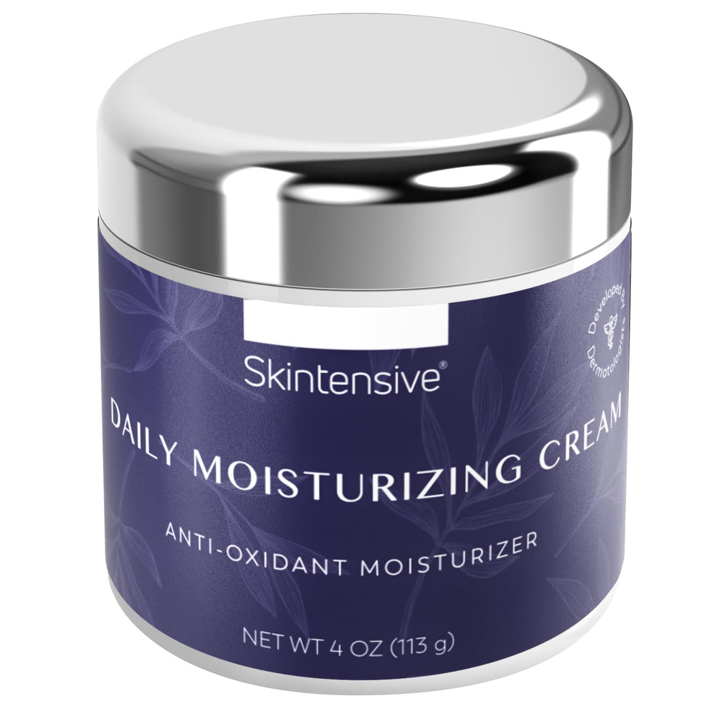 Skintensive crème hydratante pour peau fragile en flacon, hydratation quotidienne.