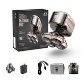 Skull Shaver Pitbull Platinum Pro PX5, vista del conjunto para un afeitado eficiente.