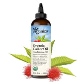 Sky Organics Aceite de ricino en bote nutre cuero cabelludo y cabello.