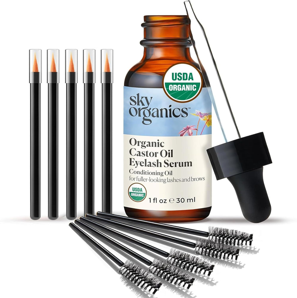 Sky Organics Aceite de Ricino para pestanas, favorece un aspecto más denso.