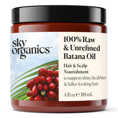 Sky Organics Batana Oil: botella vertido para cuidado capilar suave y nutritivo.