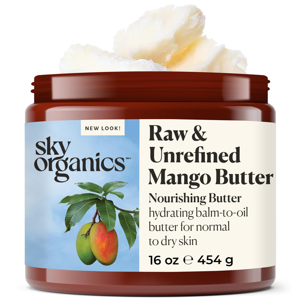 Sky Organics Mantequilla de Mango – pote frontal, hidratación suave para piel