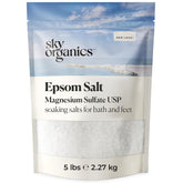Sky Organics Sal Epsom para baño relajante y cuidado corporal.