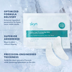 skyn ICELAND Hydro Cool Under Eye Patches on-eye view suggests firming and de-puff benefits.