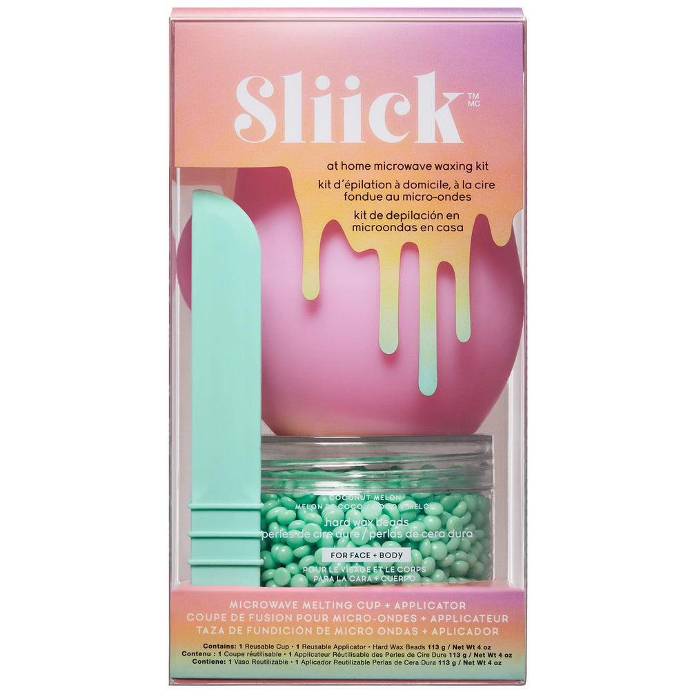 Sliick conjunto cera microondas taza para depilación fácil en casa sin tiras.