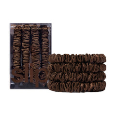SLIP Silk Skinny Scrunchies brun fonce ensemble-quatre-serre-tetes pour cheveux sains.
