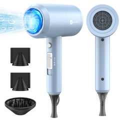 Secador Slopehill profesional iónico de 1800W con acabado azul mate para secado rápido.