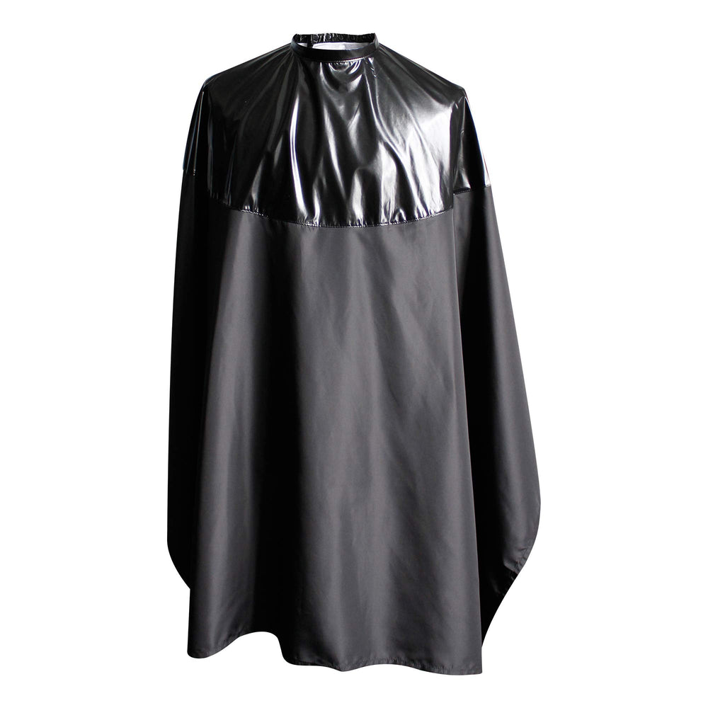 SMARTHAIR capa profesional negra, vista frontal, protege la ropa durante lavado del cabello