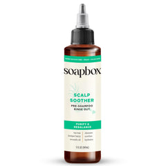 Soapbox Scalp Soother, bote con aceite de árbol de té, alivio refrescante para el cuero cabelludo.