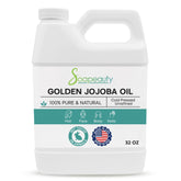 Soapeauty Aceite de jojoba dorado en botella, hidratación suave para piel.