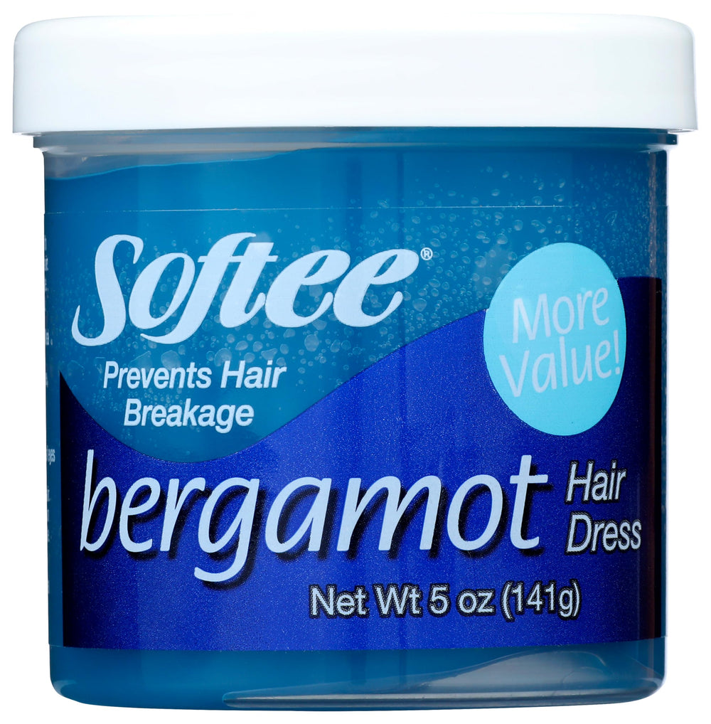 Softee Bergamot Crema para el cabello, bote azul, hidratación suave para peinado diario.