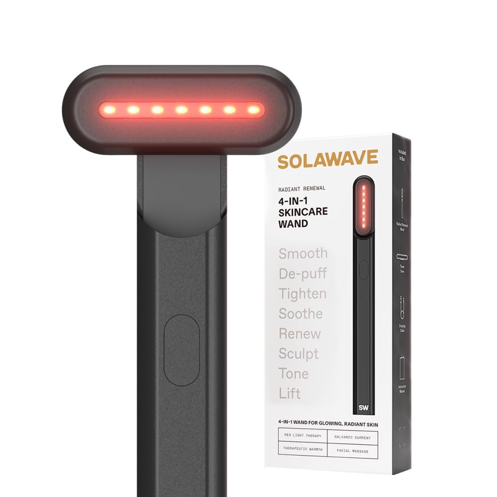 Solawave: lumière rouge sur le visage pour lisser les ridules et améliorer l'éclat.