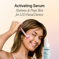 Solawave Renew Complex Serum, aplicacion facial: prepara la piel para tratamientos con dispositivos.