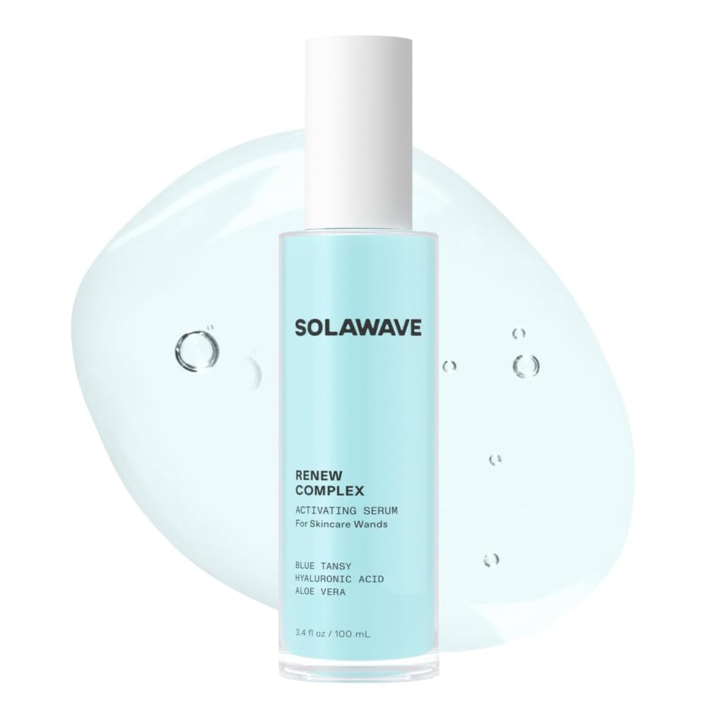 Solawave Renew Complex Serum, botella: hidratación profunda para piel suave y lista para dispositivos.