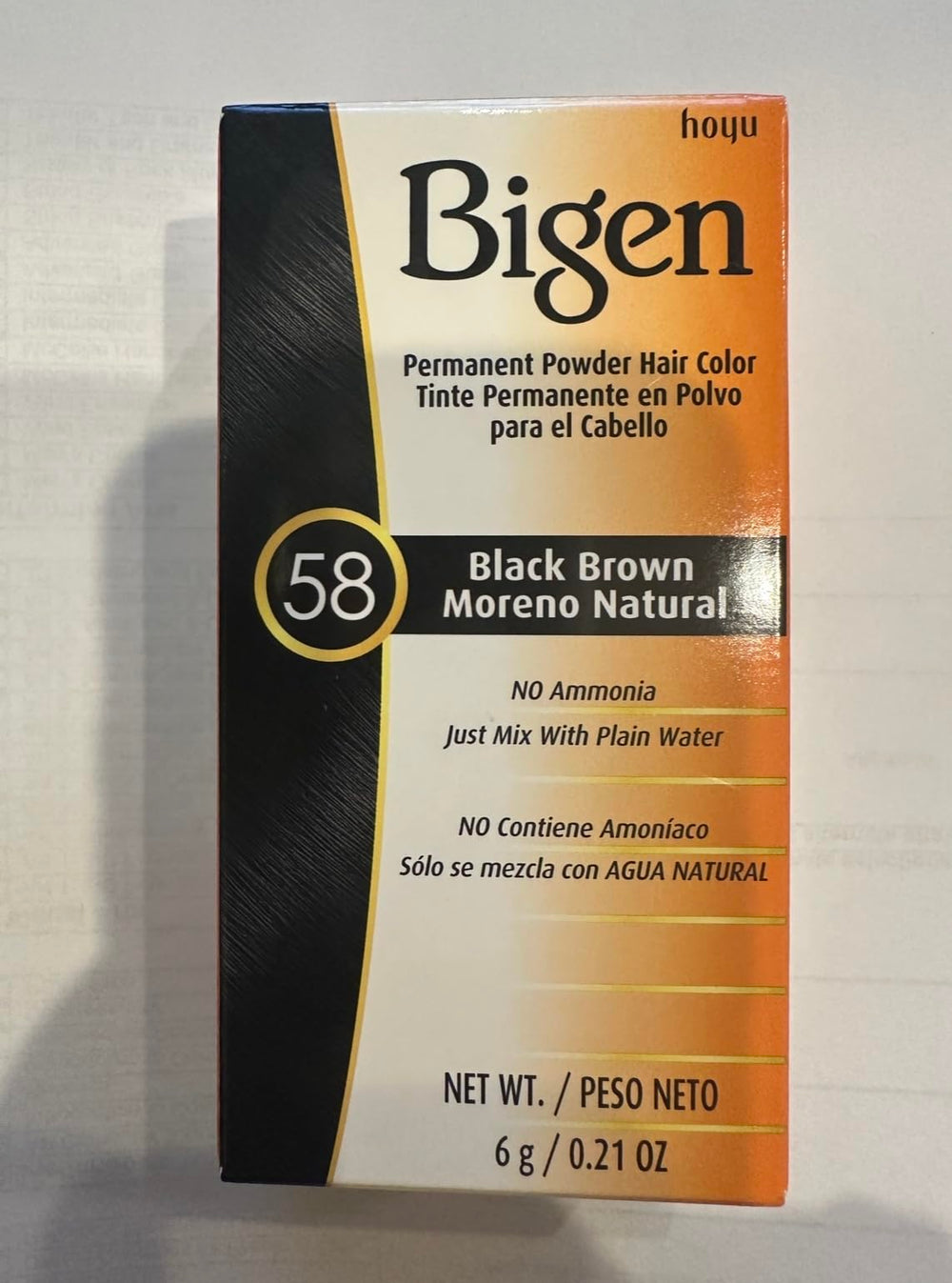 Solstice Bigen polvo de color para cabello 58 negro-marrón, cobertura duradera en casa.