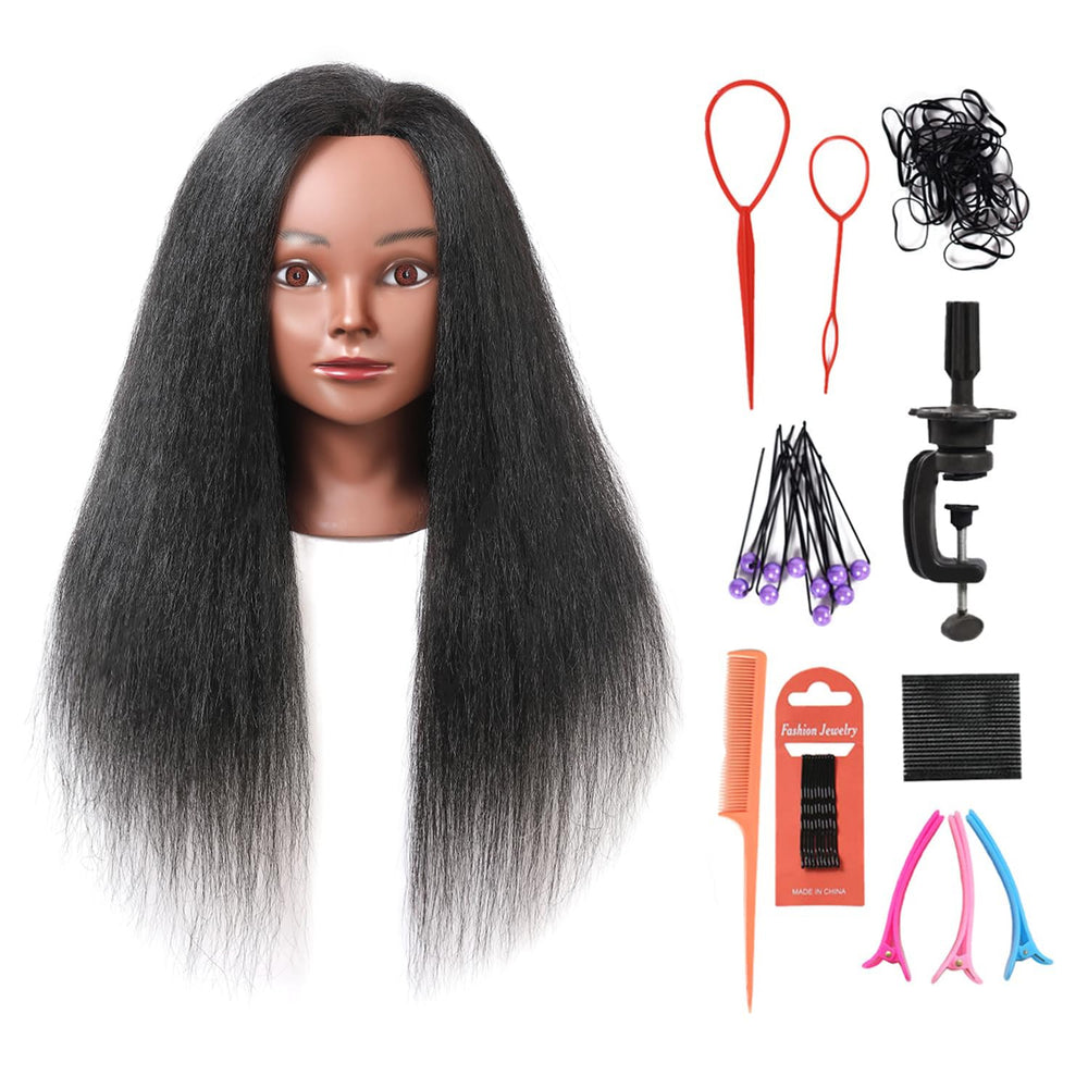 SOPHIRE: cabeza de maniquí con pelo real de 16 pulgadas para practicar peinados.