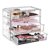Sorbus organizador-maquillaje acrílico, cuatro cajones para acceso rápido.