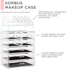 Sorbus organizador acrílico, cajones grandes, almacenamiento cómodo para bases y paletas