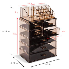 Sorbus organizador acrílico, cajones grandes para paletas, tonos ordenados y protegidos.