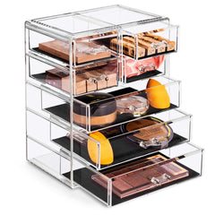 Sorbus organizador maquillaje acrílico 7 cajones: vista general para localizar cosméticos rápidamente