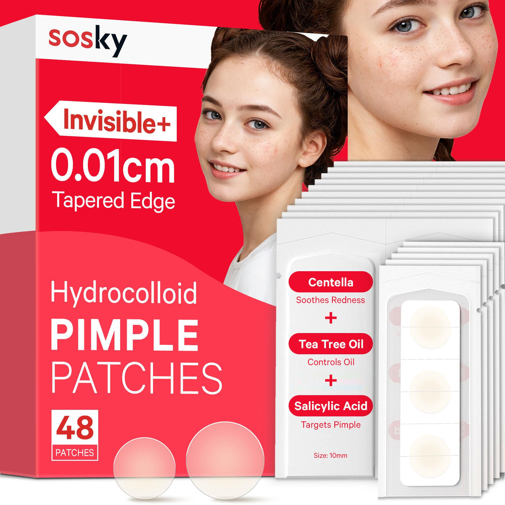 Sosky parches acne invisibles en tono neutro, discreción diaria.
