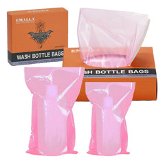 Bolsas Sotica para botellas de lavado rosadas, frontal: protegen la botella y facilitan identificar el líquido
