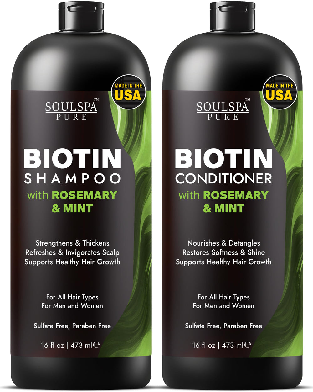 SOULSPA PURE champú Biotín con Menta y Romero para cabello nutrido y fresco