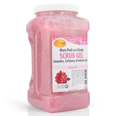 Gel gommant rose Spa Redi, bouteille 128 oz, exfolie en douceur et hydrate.