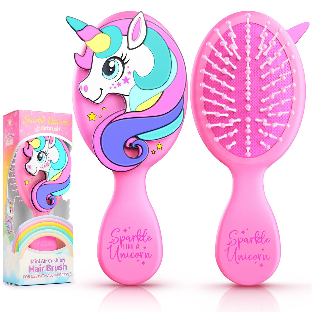 Cepillo Sparkle Unicorn para niñas, diseño rosa para peinado diario